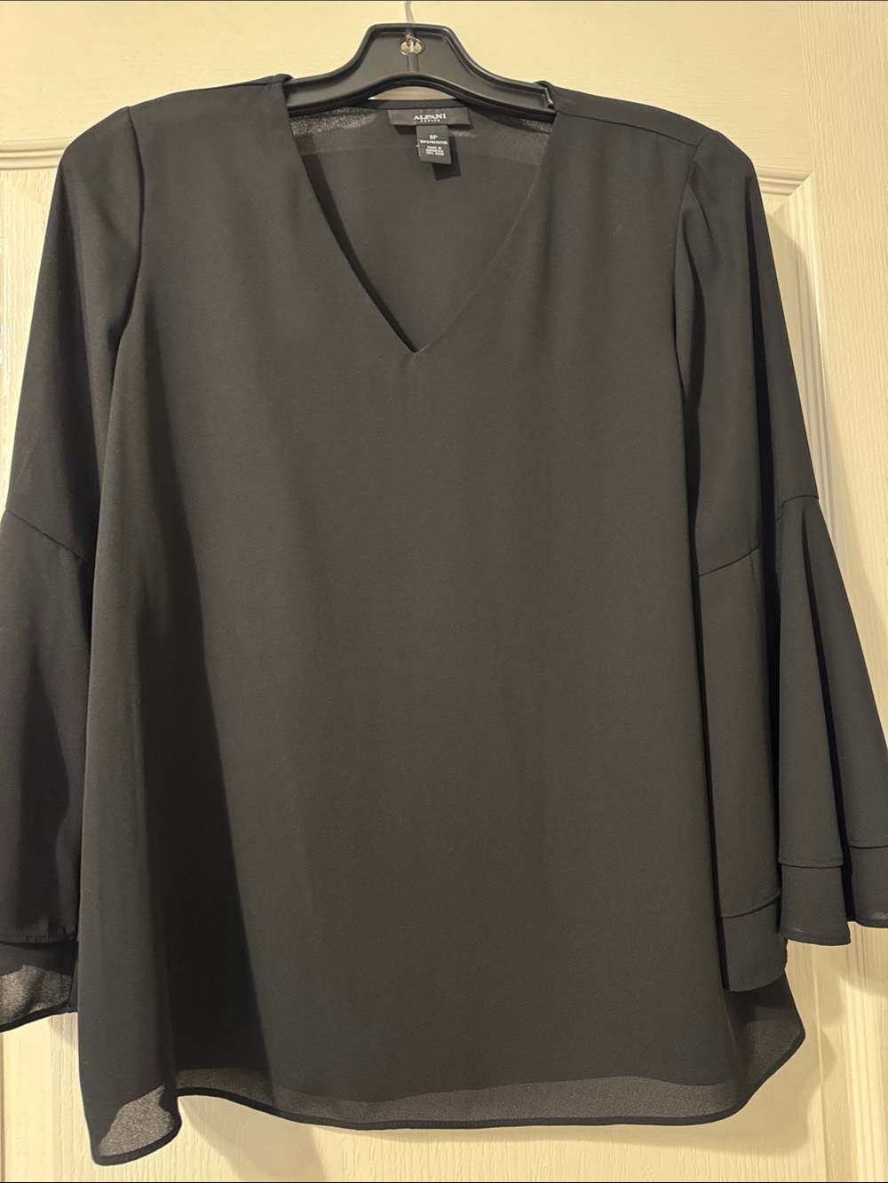 Alfani Black V-Neck Bell Sleeve Blouse
